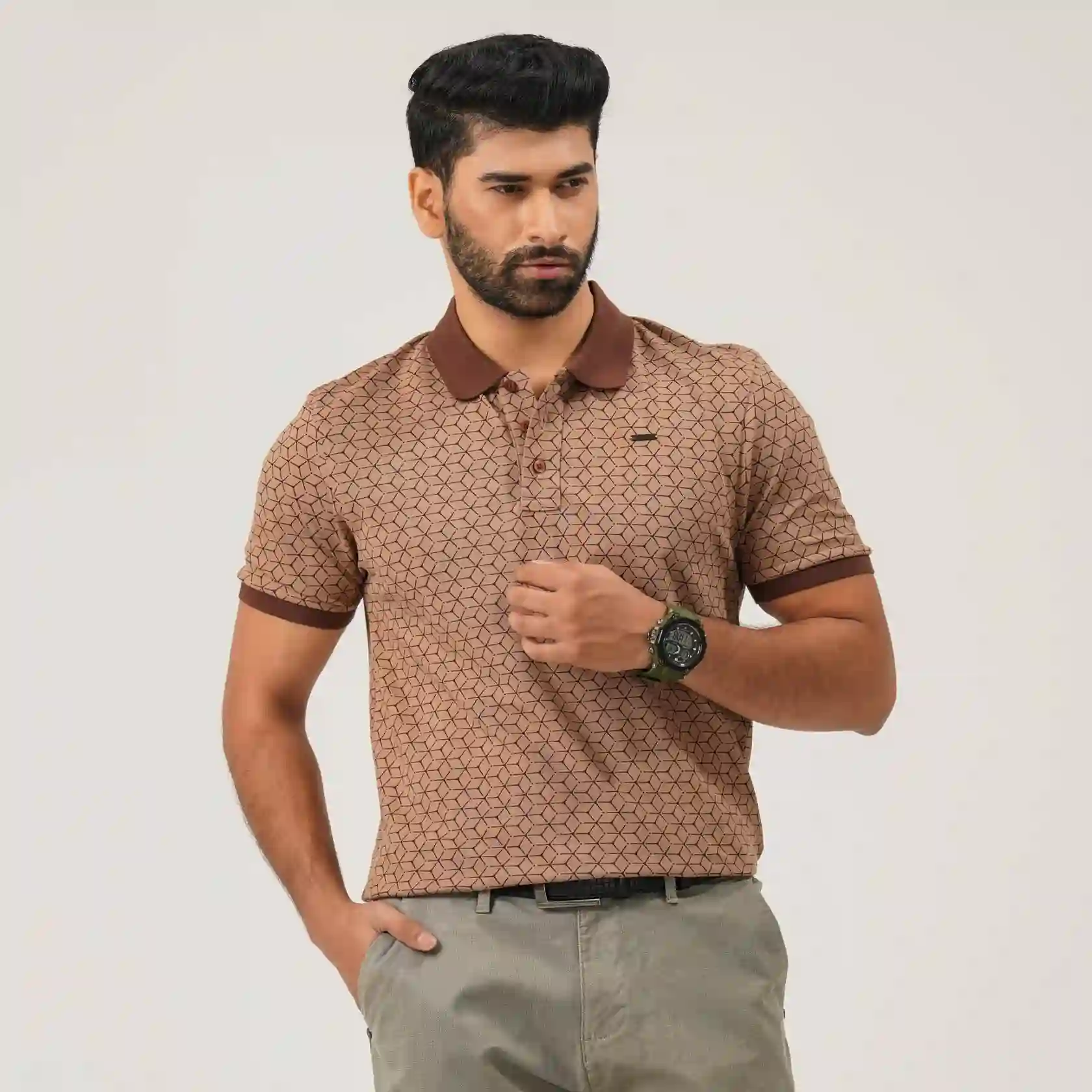 Men’s Brown Seamless Polo